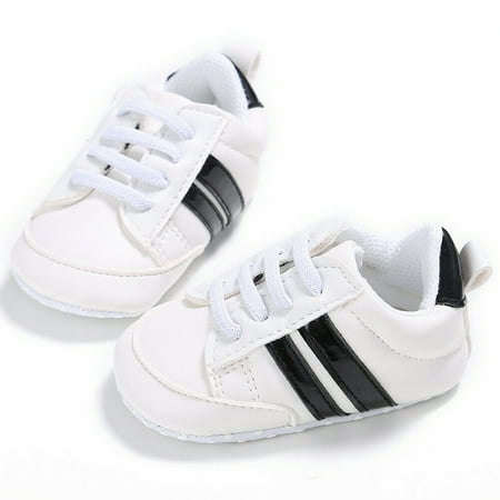

Awoscut Kids Baby Unisex Crib Shoes Lace up Soft Sole Comfort PU Casual Prewalker Shoes