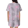 thumbnail image 3 of Bingfone Pink Flamingo Print Pajamas Sets for Women Soft Short-Sleeved Pjs with Lounge Shorts Two Piece Sleepwear, 3 of 8