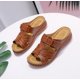 thumbnail image 1 of 2023 Summer Women Wedge Sandals Premium Orthopedic Open Sandals Vintage Anti-Slip Pu Leather Casual, 1 of 4