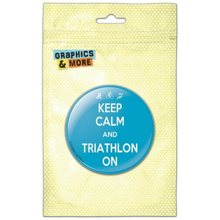

Keep Calm And Triathlon On Swim Bike Run Refrigerator Button Magnet