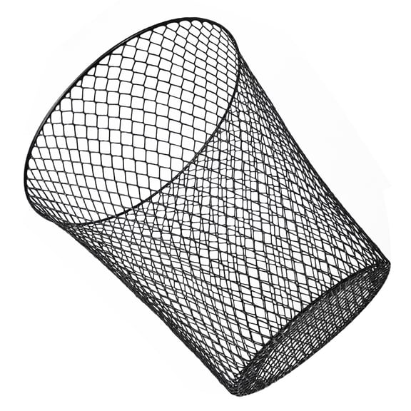 BESTYASH Black Metal Storage Basket with Modern Hollow Design for Office Wastepaper, Home Organization and Daily Use