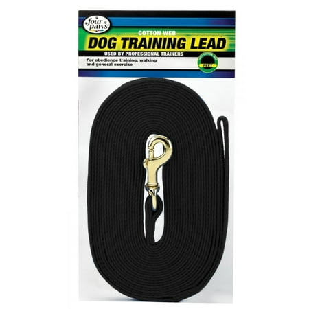 Four Paws Cotton Web Dog Training Lead - Black 15 Long x 5/8