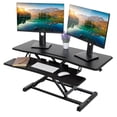 thumbnail image 1 of TechOrbits Standing Desk Converter - 42 Inch MDF Wood, Adjustable Height Sit to Stand Up Desk Riser for Home Office - Computer, Laptop & Dual Monitor Workstation - Black, 1 of 15