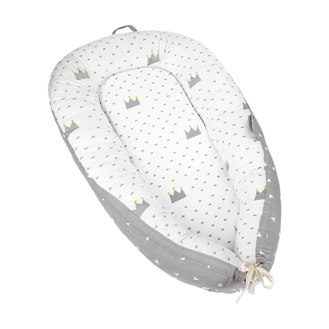 Co Sleep Cover for Girls Boys, Snugly Fit Infant Lounger for Baby, Infant Removable Sleeping Bed Cover Slipcover Cotton Breathable for Newborn (White Crown) LingWen 9024715133700