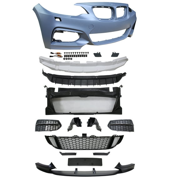 Ikon Motorsports Compatible with 14-21 BMW F22 F23 MP Style Front Bumper Cover Conversion W/ Mesh Cover