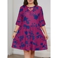 thumbnail image 2 of QINCAO Womens Plus Size Dress Half Ruffle Sleeve V-Neck Tiered Flowy Babydoll Dress 1X-5X, 2 of 6