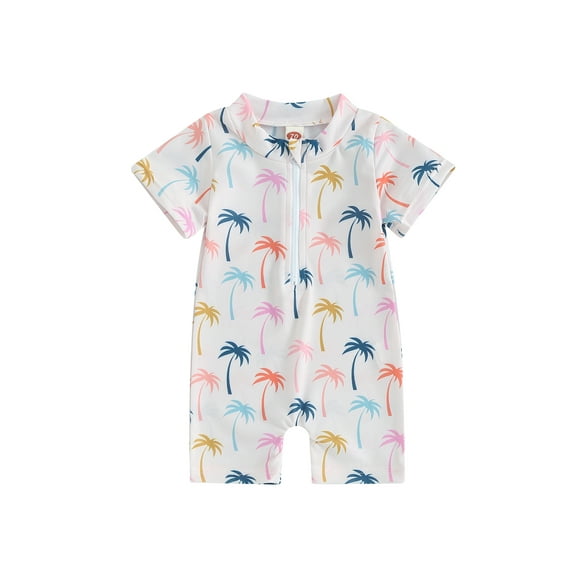 Toddler Baby Boy Girl One Piece Swimsuit Zipper Rash Guard Sunsuit with UPF 50 Sun Protection