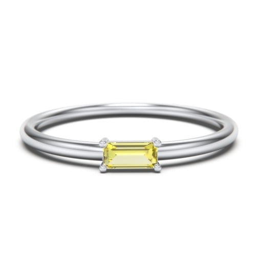 East-West Stackable Baguette Birthstone Ring - Citrine (November)