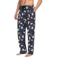 thumbnail image 5 of HPINK-T Christmas Snowflake and Snowman Navy man Mens Sleep Pajama Pants Set Bottoms Christmas Stocking Socks Fleece Lounge Sleepwear PJs S, 5 of 7