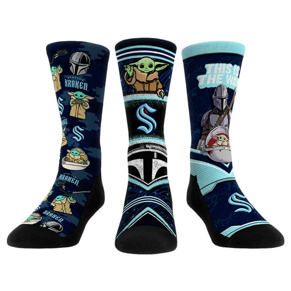 Unisex Rock Em Socks Seattle Kraken The Mandalorian 3-Pack Crew Socks
