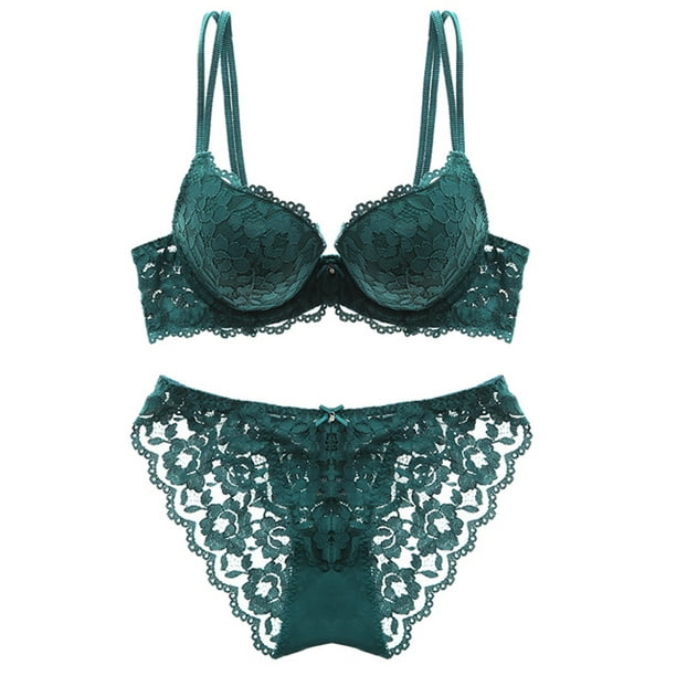 Fine Lingerie For Women Dark Green Full Lace Underwear Underwire