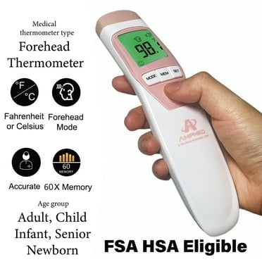 Amplim Medical Grade Forehead Thermometer for Adults, Kids, Baby, Non-Contact Digital Infrared Thermometer, Instant Read, Accurate & Fast Fever Detection, FSA HSA Approved, Home, Clinic, Office. Pink