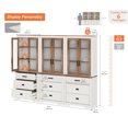 thumbnail image 2 of WAMPAT 3 Column 3 Tier Bookcase with Drawer,73.3" Tall Floor Standing Bookshelf,Modern Farmhouse Display Storage Cabinet with Adjustable Shelves and Glass Door for Home Office,Living Room,White Oak, 2 of 5