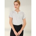 thumbnail image 3 of Blusa de Oficina Allegra K con Cuello en V Estampado de Puntos para Mujer Blanco XL, 3 of 6