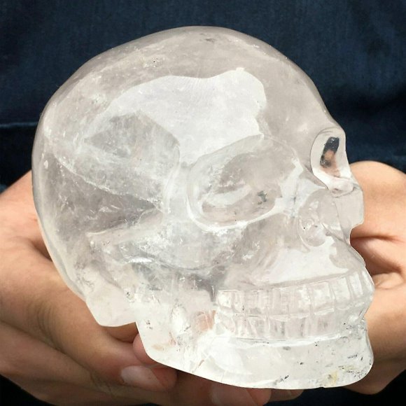 Natural Transparent Quartz Crystal Skull Hand Carved Healing Reiki Decoration Gift-yvan