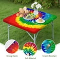 thumbnail image 4 of Colorful Tie Dye Pattern Square Fitted Tablecloth with Elastic Edge,Square Table Cover,Washable Elastic Table Cover for Home Kitchen Party Decor 34"x34", 4 of 6