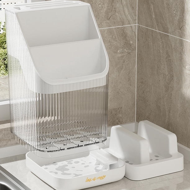 Portacubiertos multifuncional con bandeja de drenaje Estante de tabla de cortar Estante de utensilios de cocina multifuncional para gabinete Armario Blanco perfecl Titular de utensilios