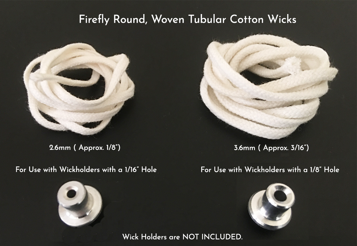 3.6mm Braided Eco Cotton Replacement Wick | 5 feet | Oil Lamps & Liquid  Candles | Firefly