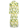 thumbnail image 6 of 2024 Yellow Lemon Print Casual Dress Watercolor Fruit Pattern Street Fashion Dresses Long Sleeve Beach V Neck Graphic Chiffon Dress, 6 of 7