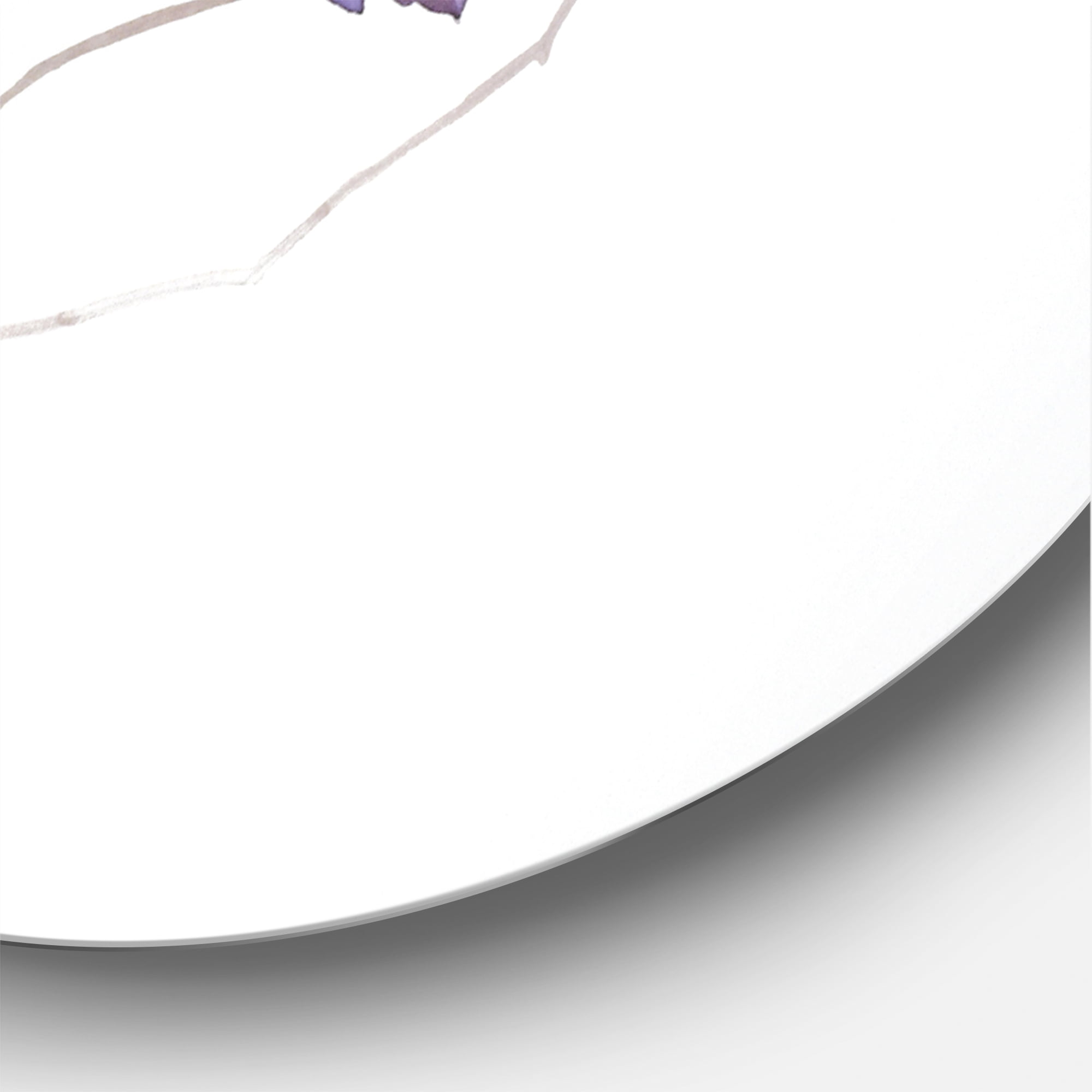 Designart 'Purple Wildflowers On White IV' Traditional Circle Metal Wall Art 23x23 - Disc of 23