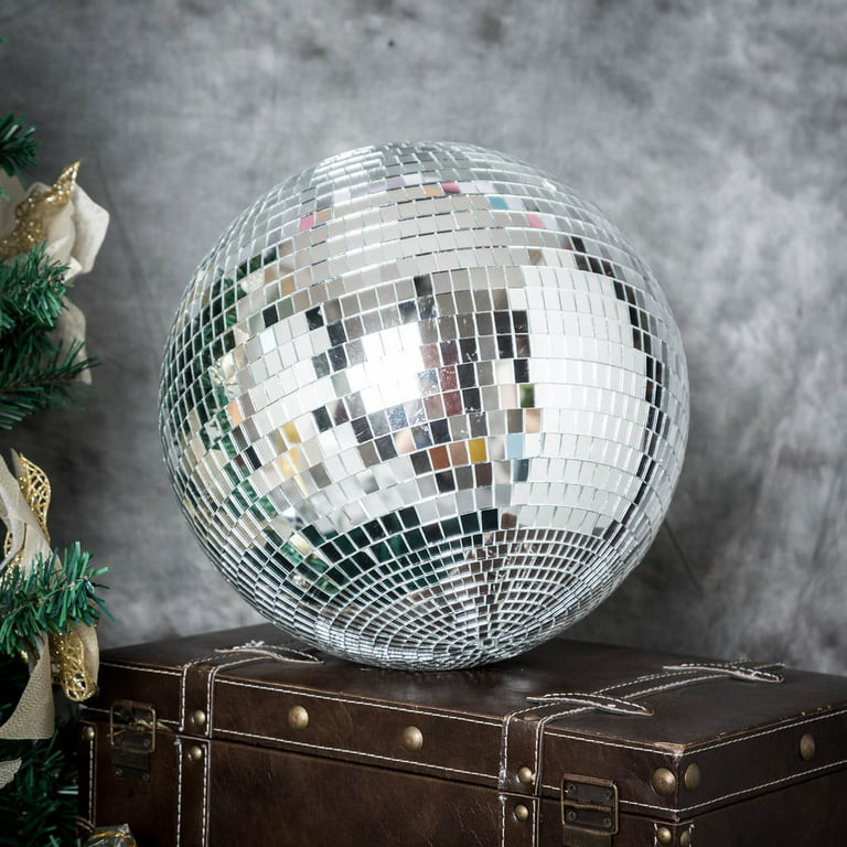 RHM 37Pcs Mirror Disco Ball Hanging, Glass Disco Ball Decor with Rope  Silver Disco Party Decorations Suitable for  Christmas/Birthday/Wedding/Family