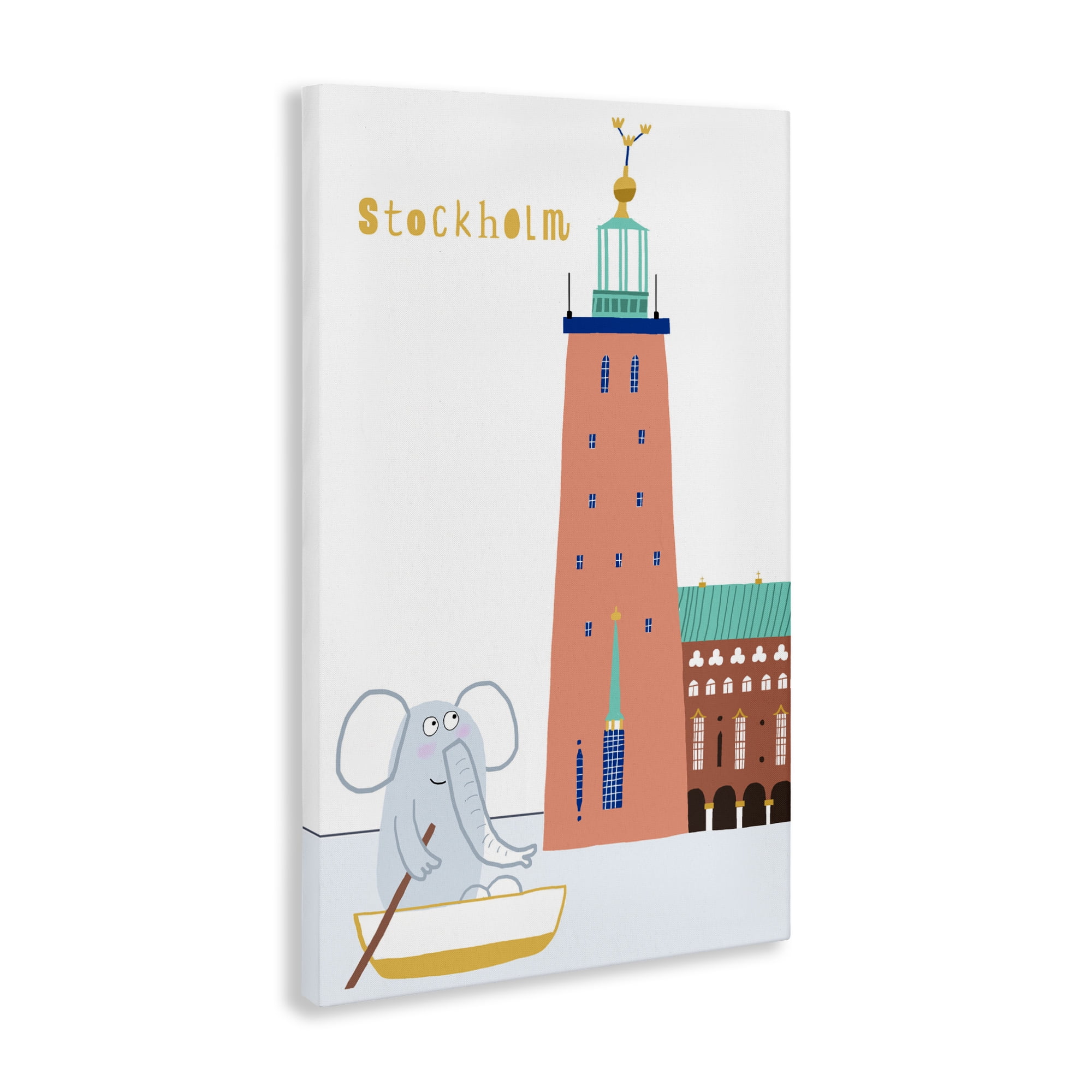 Elephant in Stockholm Boat Canvas Wall Art, design by Carla Daly
