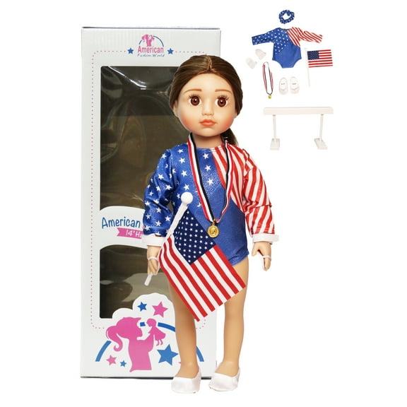 18inch Doll Hazel USA Gymnast Complete Gymnastic Set | American Fashion World