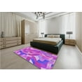thumbnail image 5 of Ahgly Company Machine Washable Indoor Square Transitional Fuchsia or Magenta Purple Area Rugs, 5' Square, 5 of 7