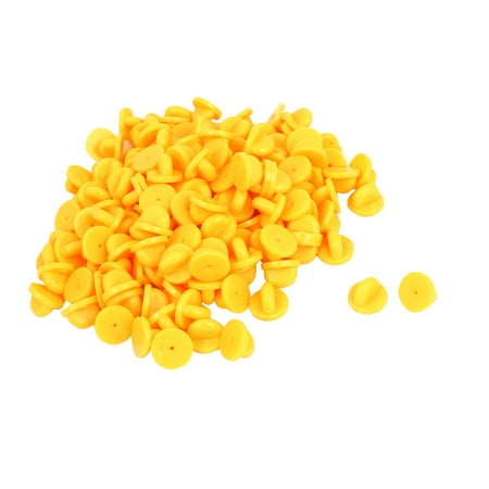 Unique Bargains 150 Pcs Plastic Clutch Clasp Badge Butterfly Pin Back Guards Insignia Yellow