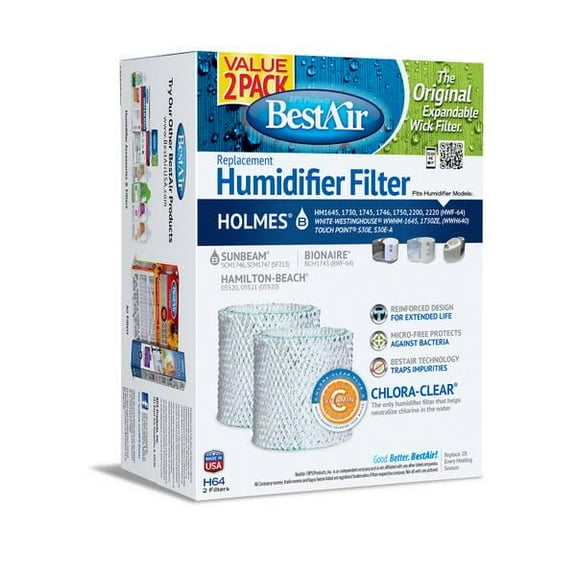 BestAir H64 Humidifier Replacement Wick Filter for Holmes Models 7.2  x 2.4  x 9.6