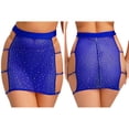 thumbnail image 3 of Xnihocha Womens See Through Mesh Mini Skirt With Shiny Rhinestones Bodycon Style For Clubbing And Party Royal Blue S, 3 of 6