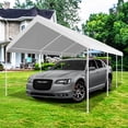 thumbnail image 3 of COBIZI 12x20ft Carport Heavy Duty, Portable Car Garage with Built-in Sandbags, Waterproof Car Canopy for Truck, Boat, SUV with All-season Tarp, White, 3 of 12
