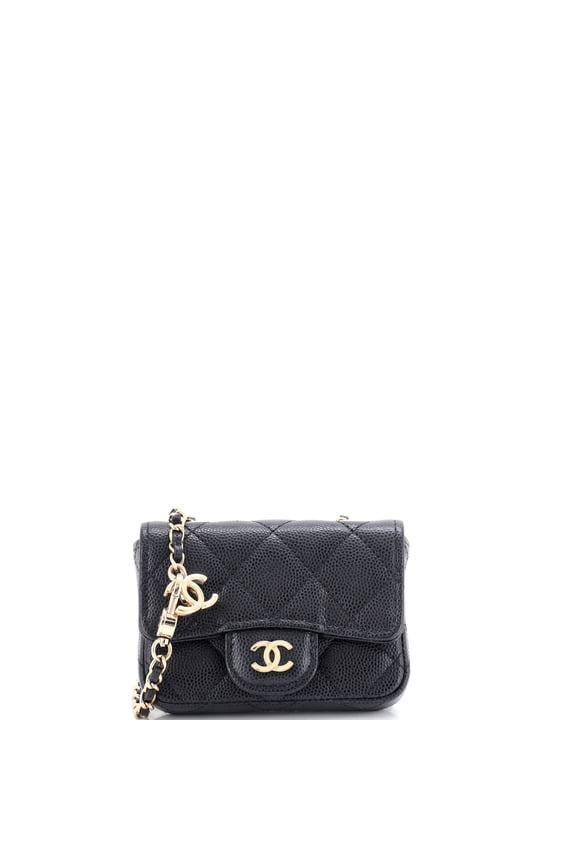 Pre-Owned Classic Flap Chain Belt Bag Quilted Caviar Mini By Rebag