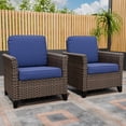 thumbnail image 3 of EAGLE PEAK Ocean Vista Set of 2 Patio Variated Brown All-weather PE Wicker Single Dinnning Chairs with Extended Armrest, Blue Cushions, 3 of 9