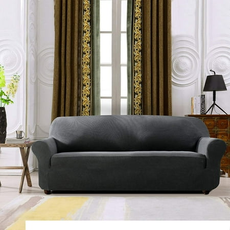 Grey Suede Slip Covers Subrtex 1-Piece juacquard high Stretch Couch slipcover, Furniture Protector, Spandex Washable 3 Seater Cushion Cover Coat (Sofa, Gray) ()