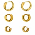 thumbnail image 2 of Gold Plated Earrings for Women, 3 Pairs 14k Gold Plating Hoop Earrings, Hypoallergenic Chunky Jewelry Set Gifts, 2 of 9