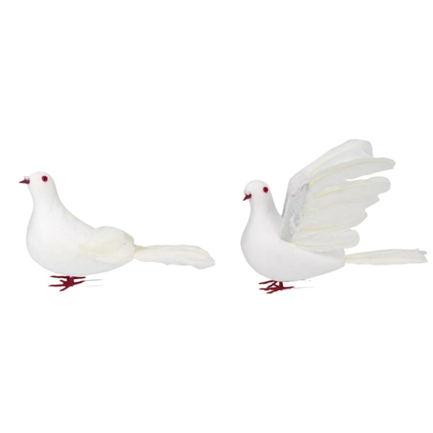 2 Piezas De Simulación Artificial De Espuma Pájaro De La Paz Pájaro De Plumas Blancas Artesanía Decoración Para Bodas Accesorios Para Fiestas Decoración Para Árboles De Navidad