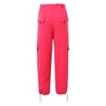thumbnail image 6 of Summer Pants for Women High Waist Parachute Pants Cargo Trousers With Pockets High Waist Trousers for Women Metallic Petite Wide Leg Linen Dressy Jumpsuits Red M, 6 of 8