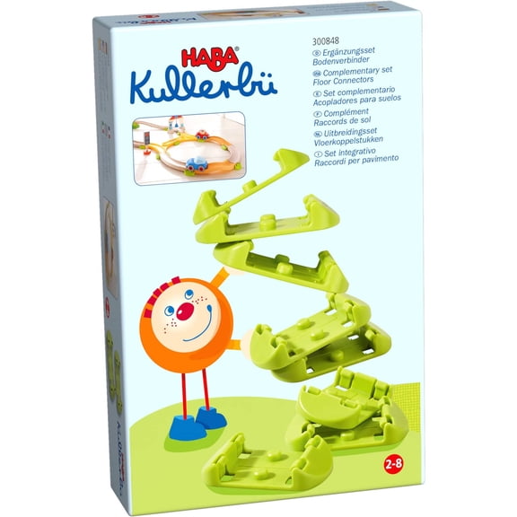 HABA Ball Run Building Set, Kullerbu 8 Piece Expansion Set - Floor Connectors for Flat Tracks