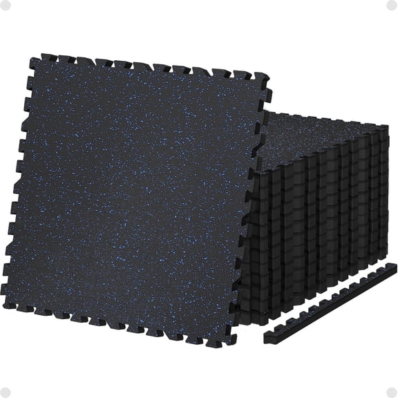 AIRHOP 0.79in Thick 24 Sq Ft Exercise Equipment Mats, 6 Tiles Upgraded Rubber Top with High Density EVA Foam, Large Interlocking Puzzle Gym Flooring for Home Gym, Heavy Weight Workout,Black & White