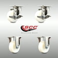 thumbnail image 2 of 3 Inch 316SS Nylon Wheel Swivel Top Plate Caster Set 2 Brake 2 Rigid SCC, 2 of 2
