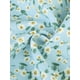 thumbnail image 5 of Vestido Floral con Mangas Abullonadas, Espalda Fruncida y Escote Corazón, Con Volantes, L Azul Claro, 5 of 6