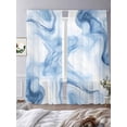 thumbnail image 3 of Marble Blue Sheer Curtains 84 Inch Length 2 Panels Set, Abstract Modern Minimalist Solid Ombre Voile Window Treatment Rod Pocket Curtains Sheers Drapes for Bedroom/Living Room/Kitchen 52"x84"x2, 3 of 7