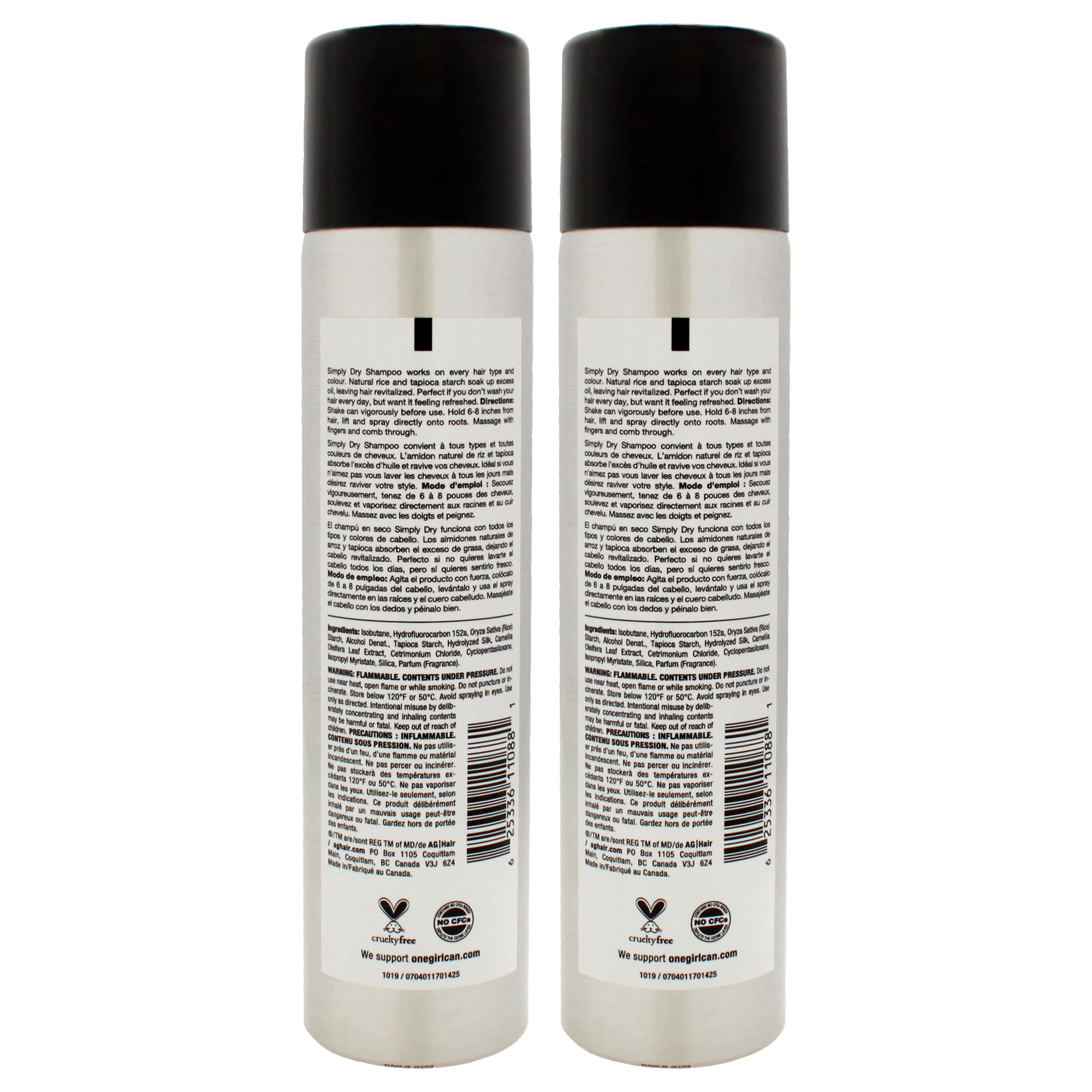 AG Hair Cosmetics Simply Dry Shampoo - Pack of 2 , 4.2 oz Dry Shampoo