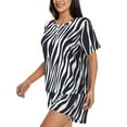 thumbnail image 3 of Womens Pajama Sets With Pocket, zebra print black white print Lounge Sets Short Sleeve Sleepwear PJ Sets for Women, 3 of 6