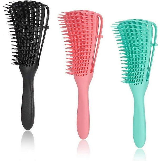 3 Pack Detangling Brush Detangler Hair Brush for Afro America Textured 3a to 4c Kinky Wavy, Curly, Coily, Wet/Dry Hair