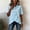 Blue, variant on Women's Asymmetrical Hem Button Up Shirt – Lapel Collar Short Sleeve, Relaxed Fit Solid Color Summer Casual Top Apricot，S