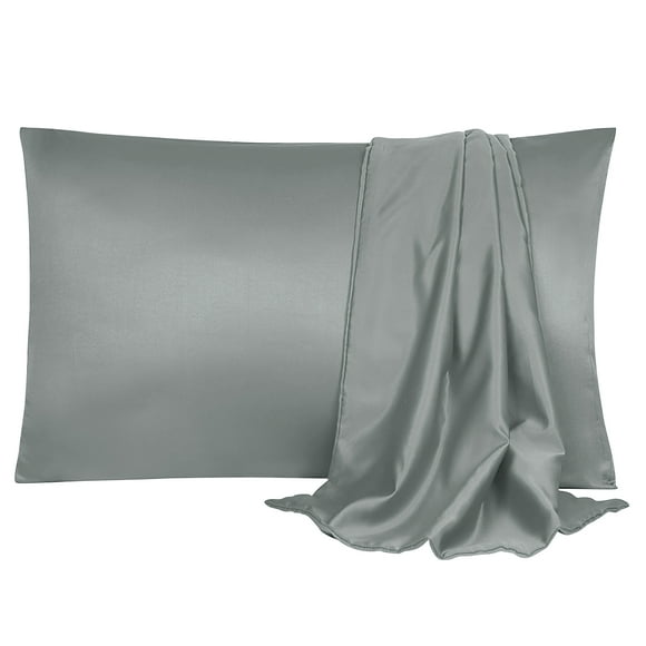 Unique Bargains Luxury Satin Pillowcase Cool Silk Pillow Case Cover 2pcs