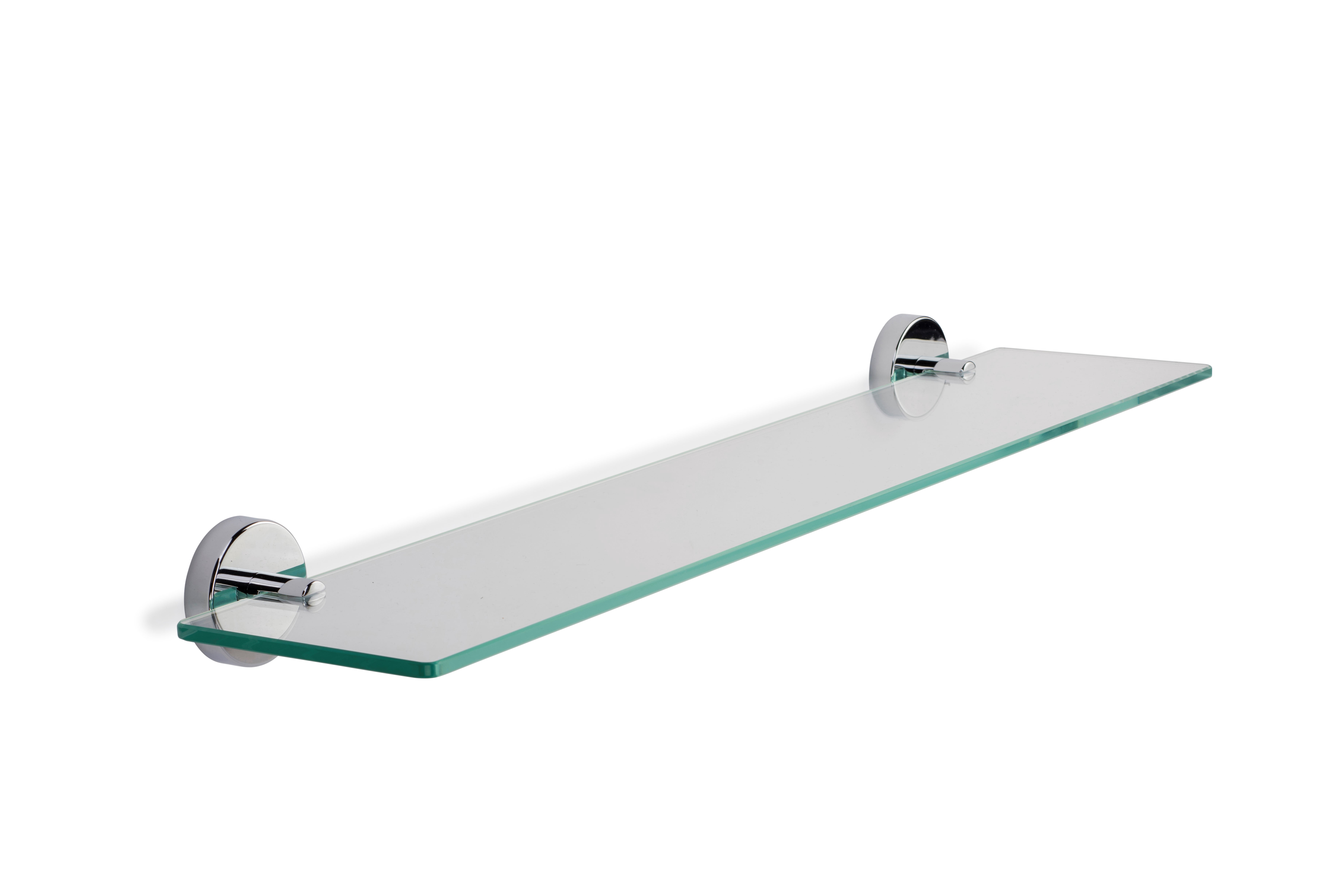 Croydex Epsom Flexi-Fix Screw or Glue Bathroom Glass Shelf with Chrome Fixings (23.2in)