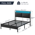 thumbnail image 5 of HOOBRO Full Size Upholstered Bed Frame with Charging Station & LED Light Strip - Sturdy Metal Support, Headboard with Storage Shelves, Outlets & USB Ports - Stylish Black Bedroom Furniture, 5 of 10